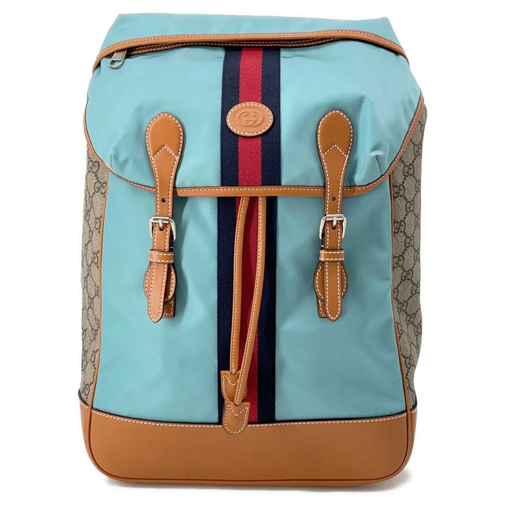 GUCCI GG Supreme Interlocking Medium Backpack Blue/Brown/Beige 696013 Leather PVC