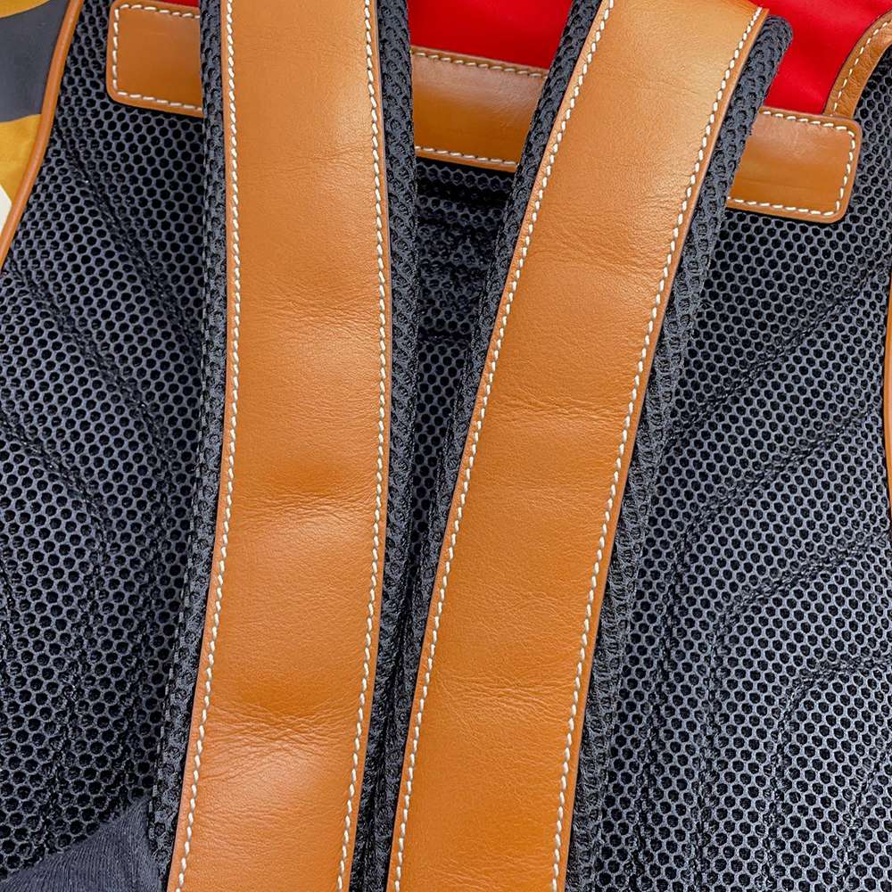 GUCCI Square G Rabbit Backpack Red/Beige/Brown 696013 Leather Nylon