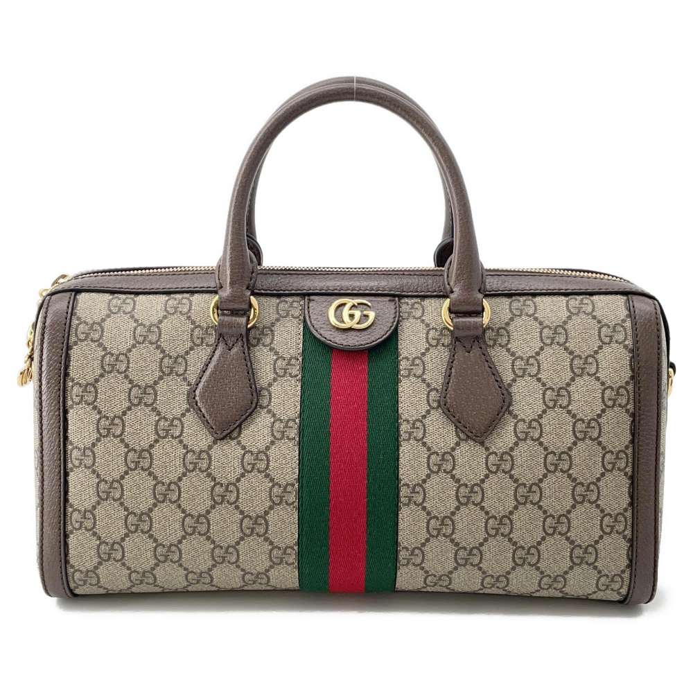 GUCCI Ophidia GGMedium Top Handle Bag Beige/Brown 524532 GG SupremeCanvas Leather
