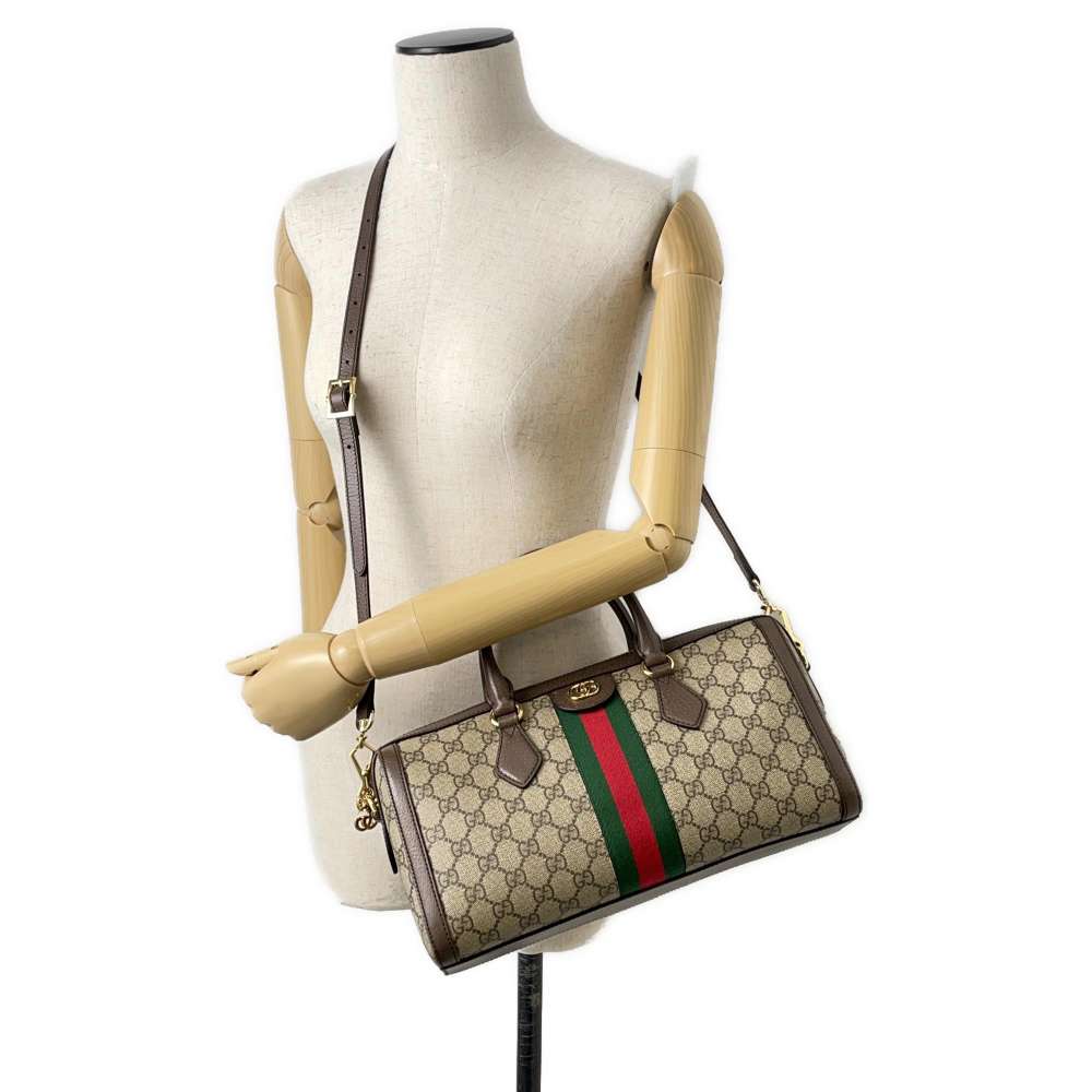 GUCCI Ophidia GGMedium Top Handle Bag Beige/Brown 524532 GG SupremeCanvas Leather