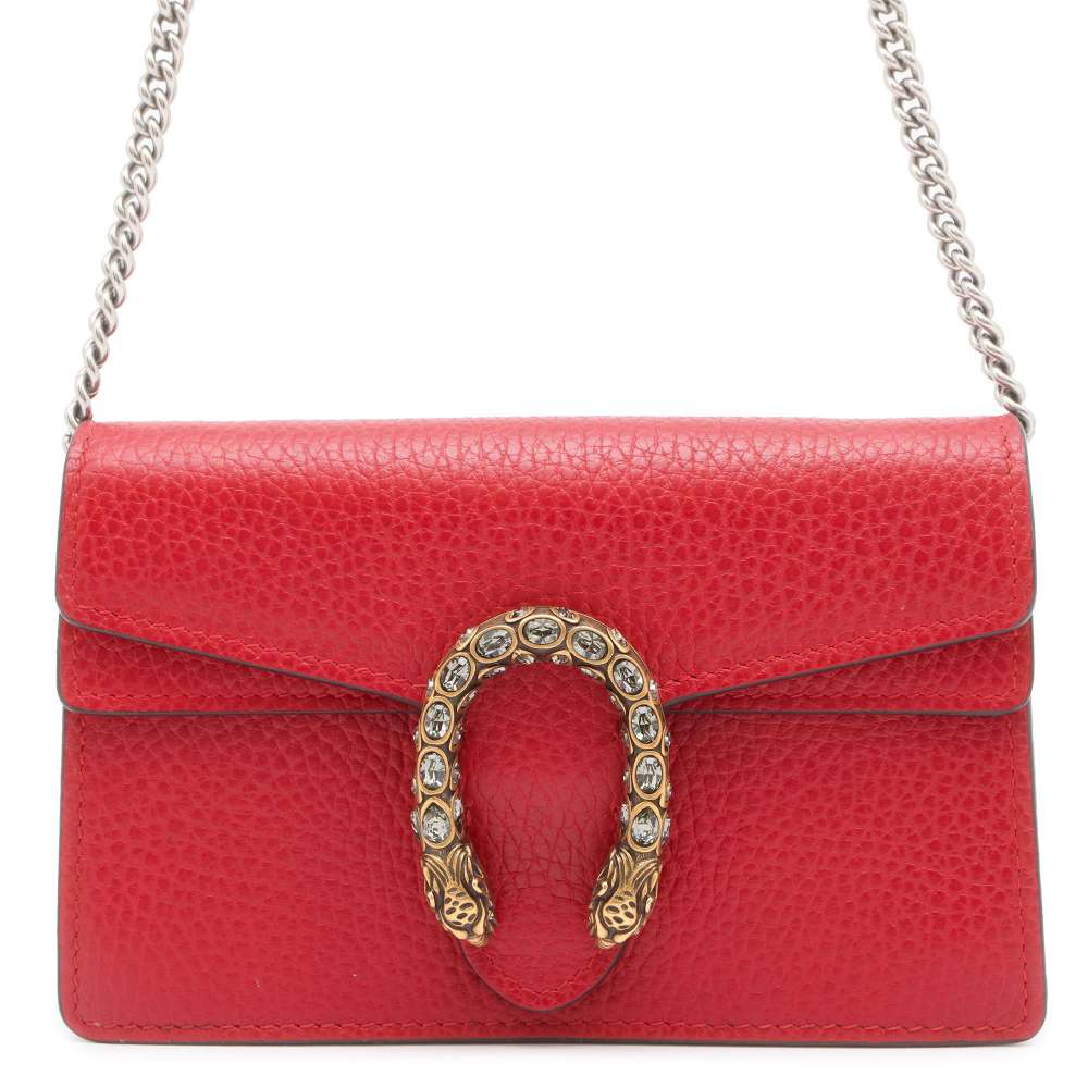 GUCCI Dionysus Chain Shoulder Bag Red 476432 Leather