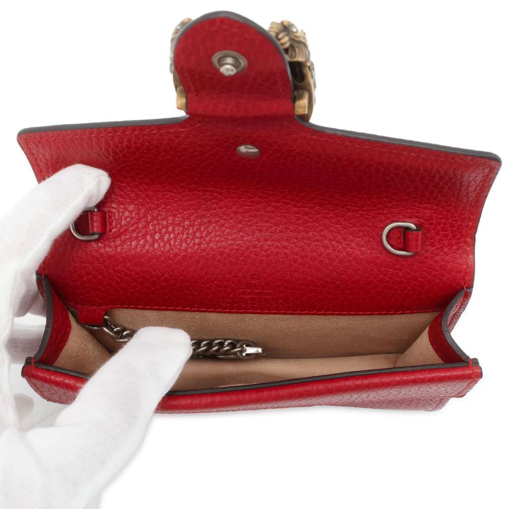 GUCCI Dionysus Chain Shoulder Bag Red 476432 Leather
