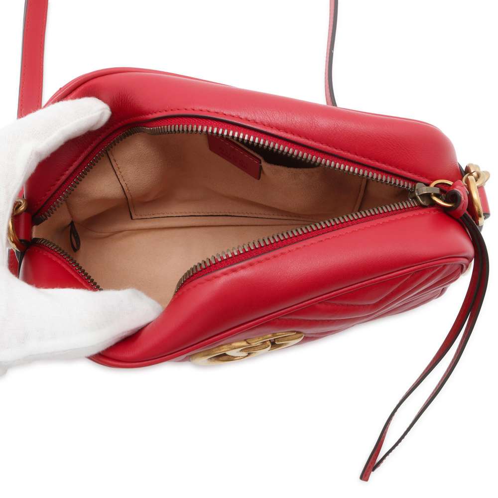 GUCCI GG Marmont Shoulder Bag Red 447632 Leather