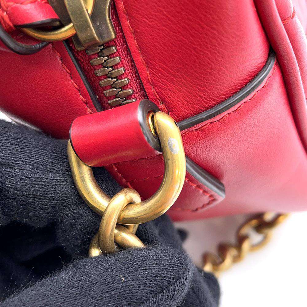 GUCCI GG Marmont Shoulder Bag Red 447632 Leather