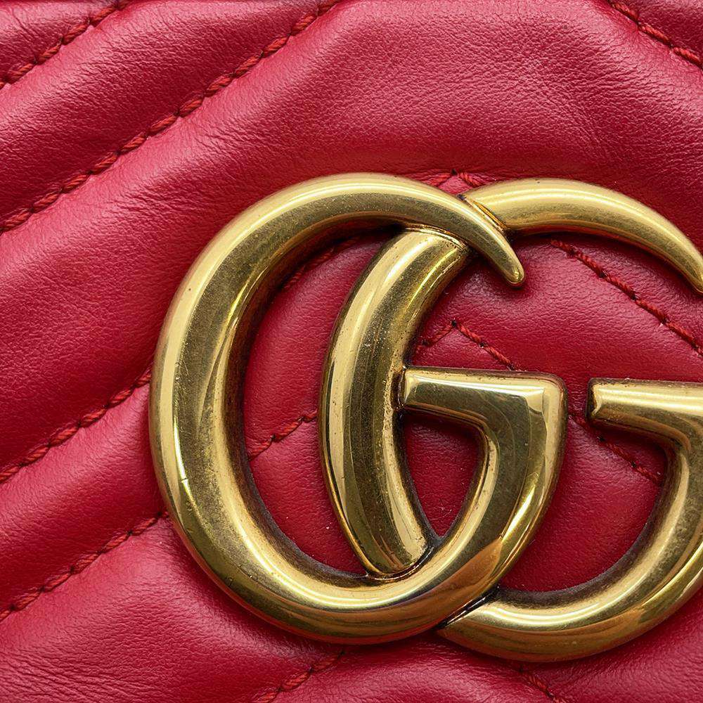 GUCCI GG Marmont Shoulder Bag Red 447632 Leather