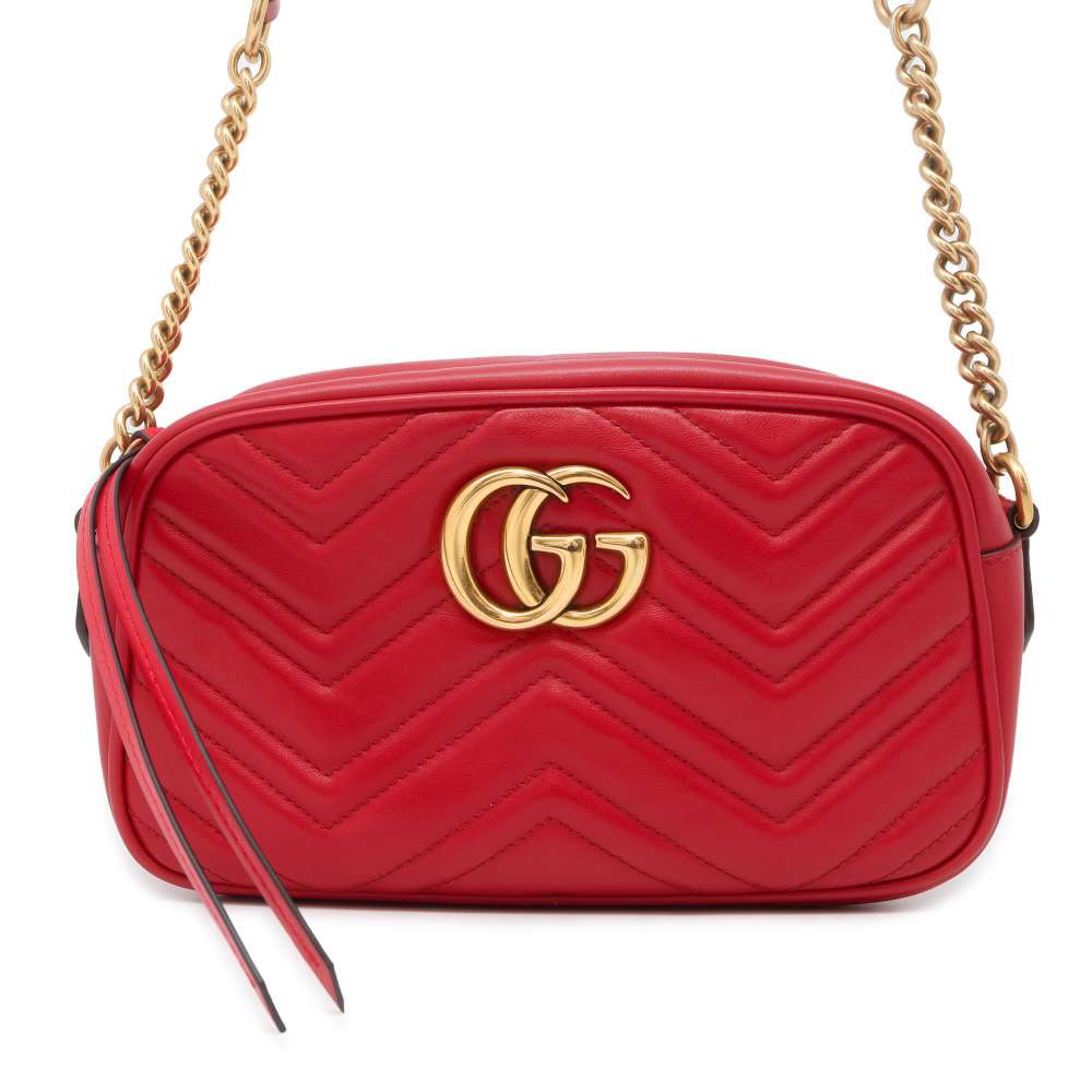 GUCCI GG Marmont Shoulder Bag Red 447632 Leather
