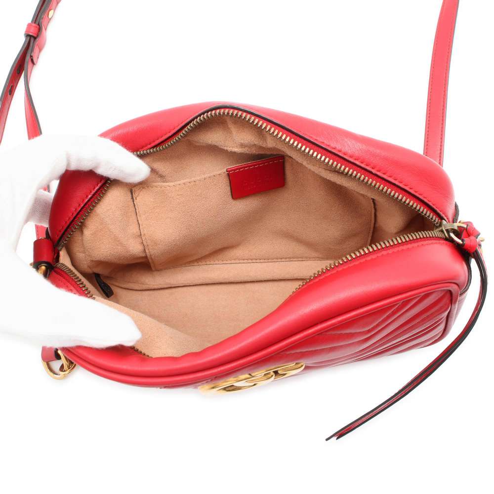 GUCCI GG Marmont Shoulder Bag Red 447632 Leather