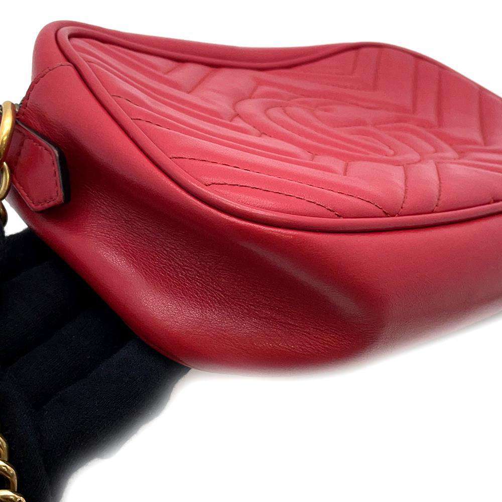 GUCCI GG Marmont Shoulder Bag Red 447632 Leather
