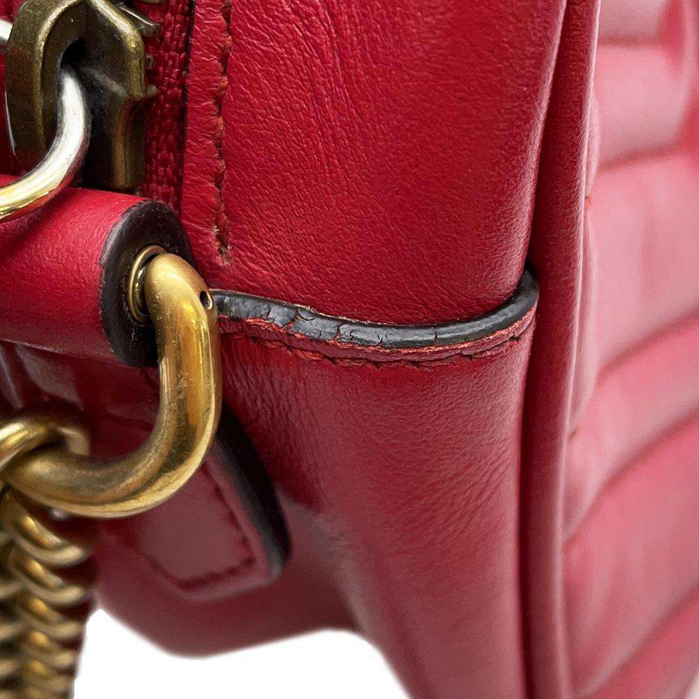 GUCCI GG Marmont Shoulder Bag Red 447632 Leather