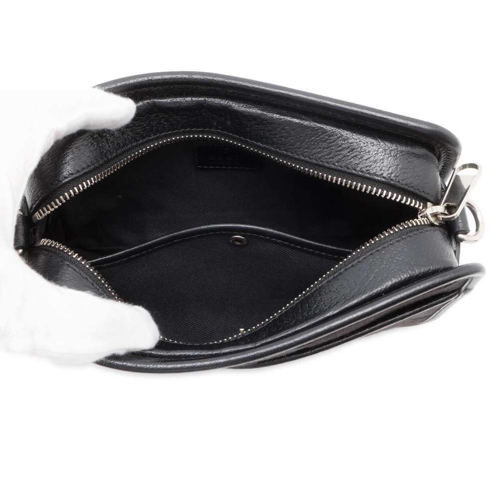 GUCCI Jumbo GG Shoulder Bag Black 696075 Canvas Leather