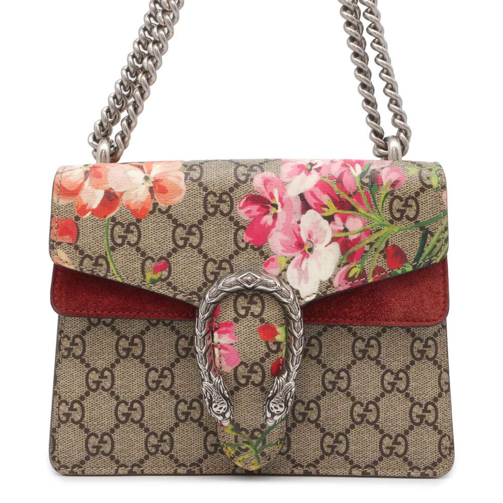 GUCCI Dionysus GG Supreme ChainShoulder Bag Beige/Red 421970 PVC suede