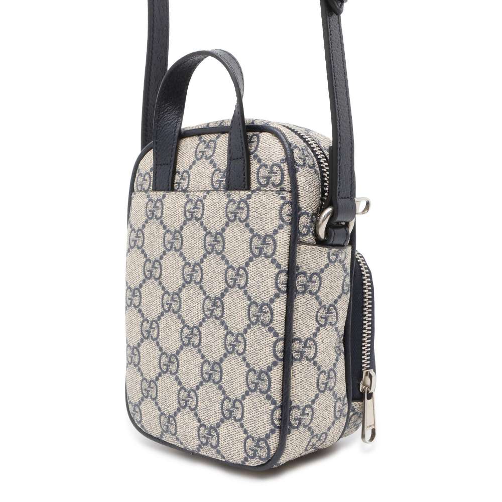 GUCCI Ophidia Shoulder Bag Beige/Navy 671682 GG SupremeCanvas Leather