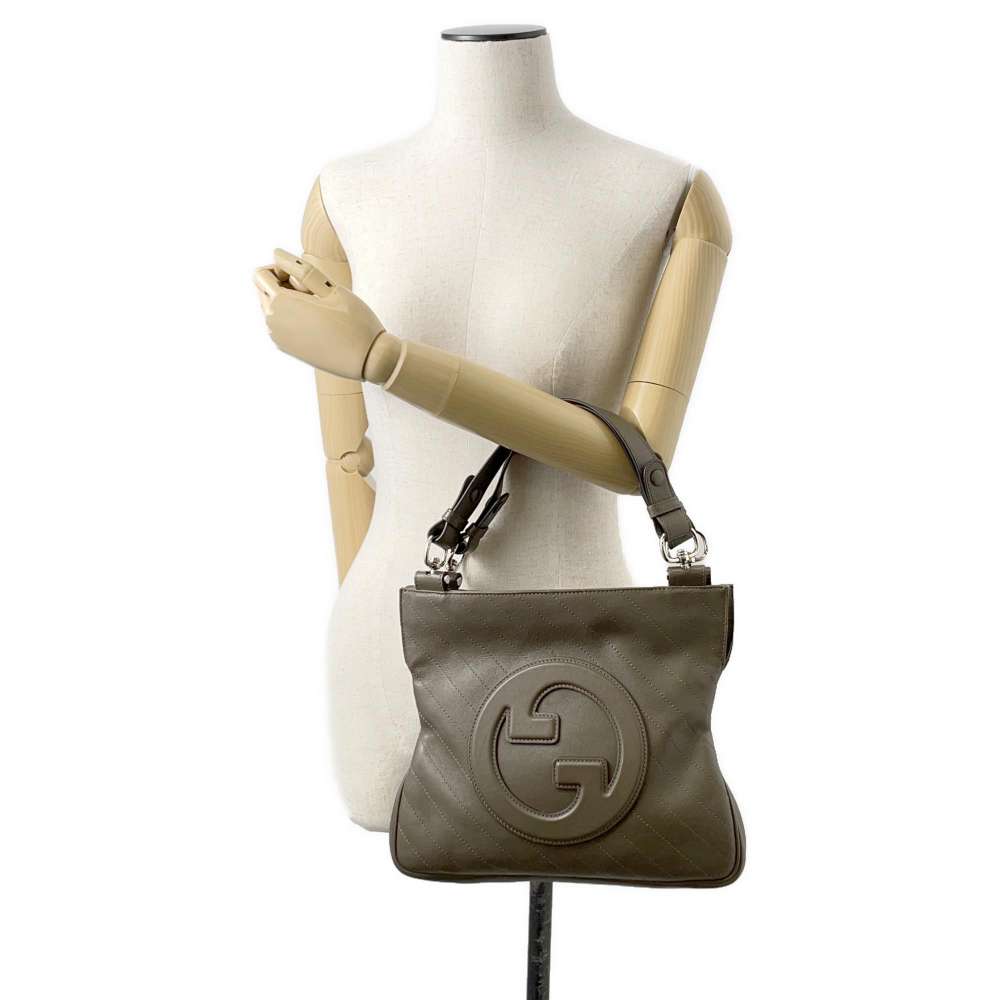 GUCCI Tote Bag Khaki 751518 Leather