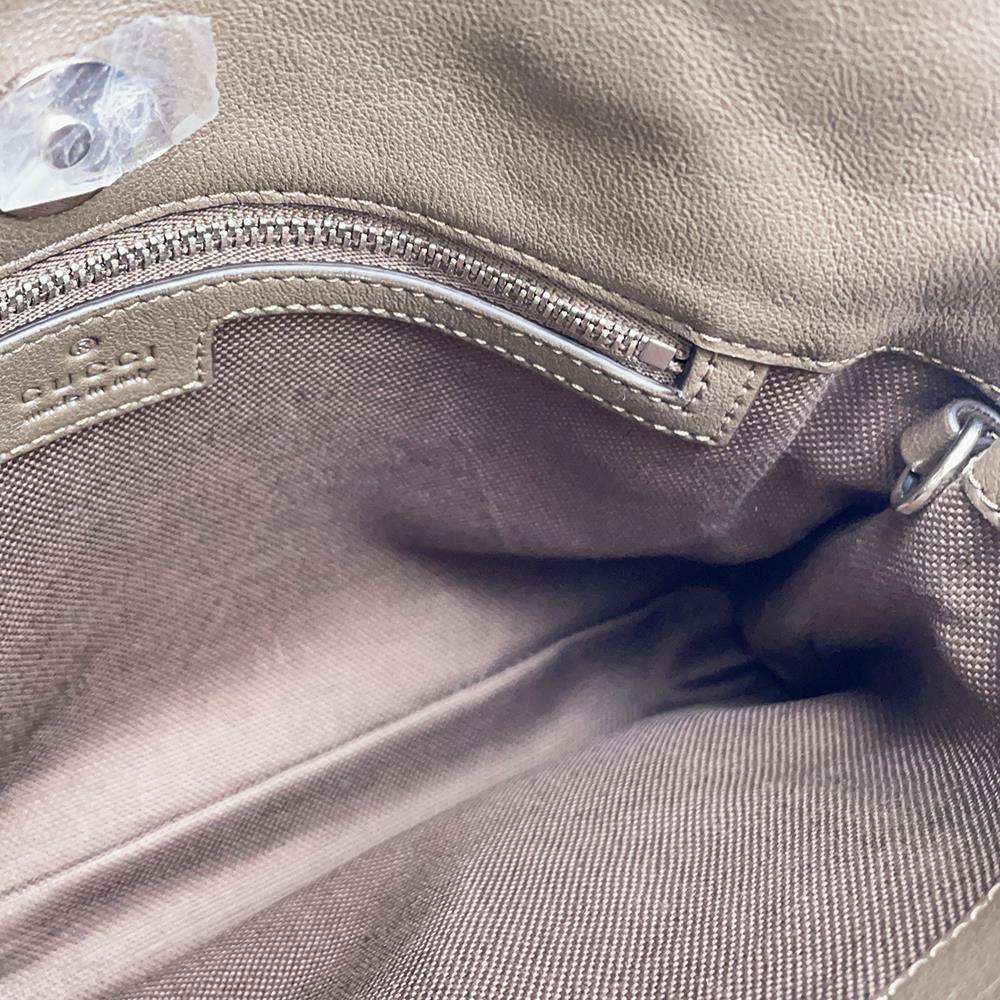 GUCCI Tote Bag Khaki 751518 Leather