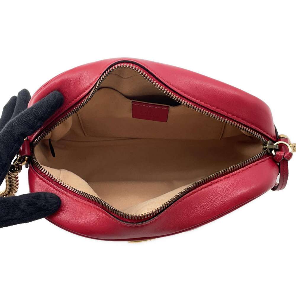 GUCCI GG Marmont Shoulder Bag Red 447632 Leather