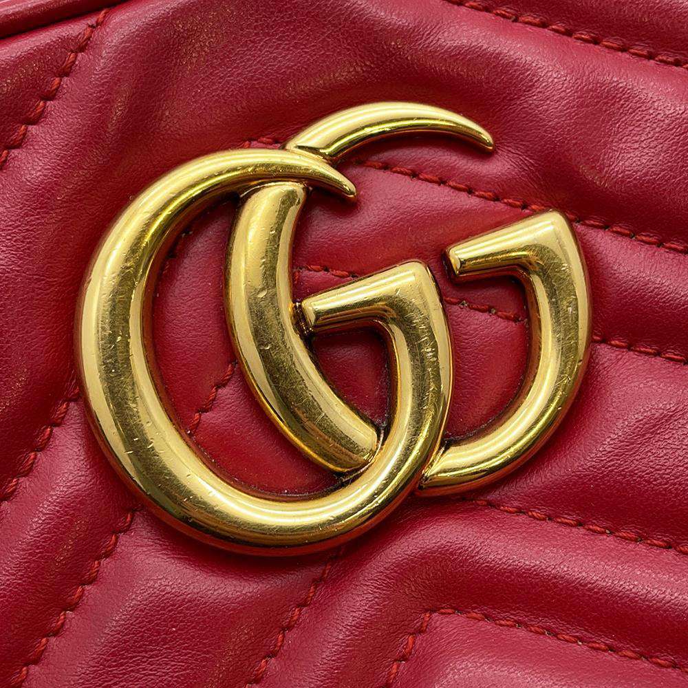 GUCCI GG Marmont Shoulder Bag Red 447632 Leather