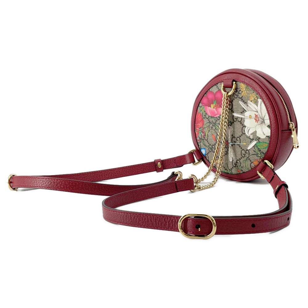 GUCCI Ophidia Round Backpack Mini Red/Brown 598661 PVC Leather