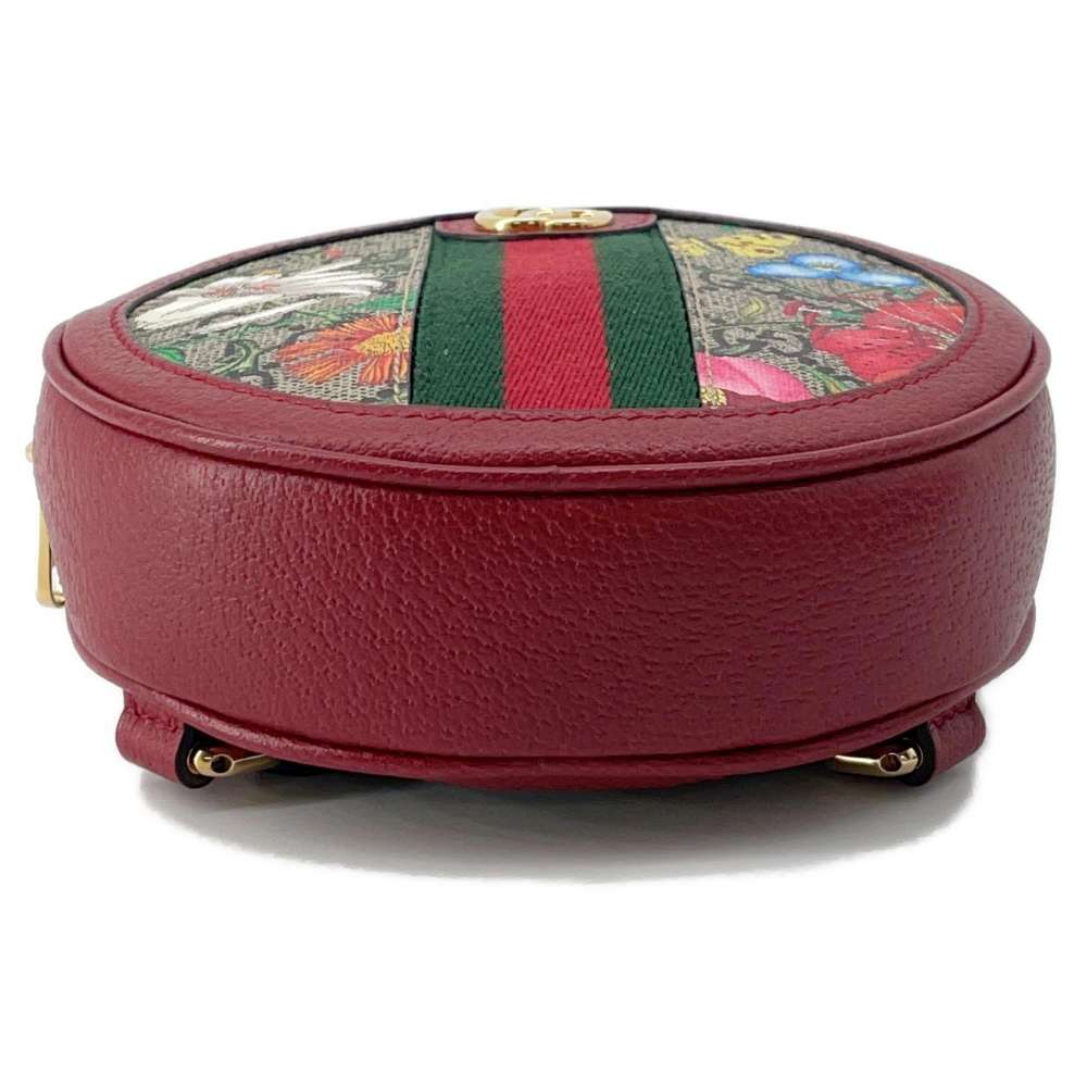 GUCCI Ophidia Round Backpack Mini Red/Brown 598661 PVC Leather