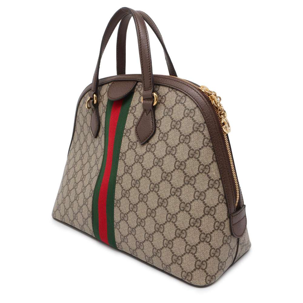 GUCCI Ophidia GG Supreme Handbag Brown/Red/Green 524533 GG SupremeCanvas Leather