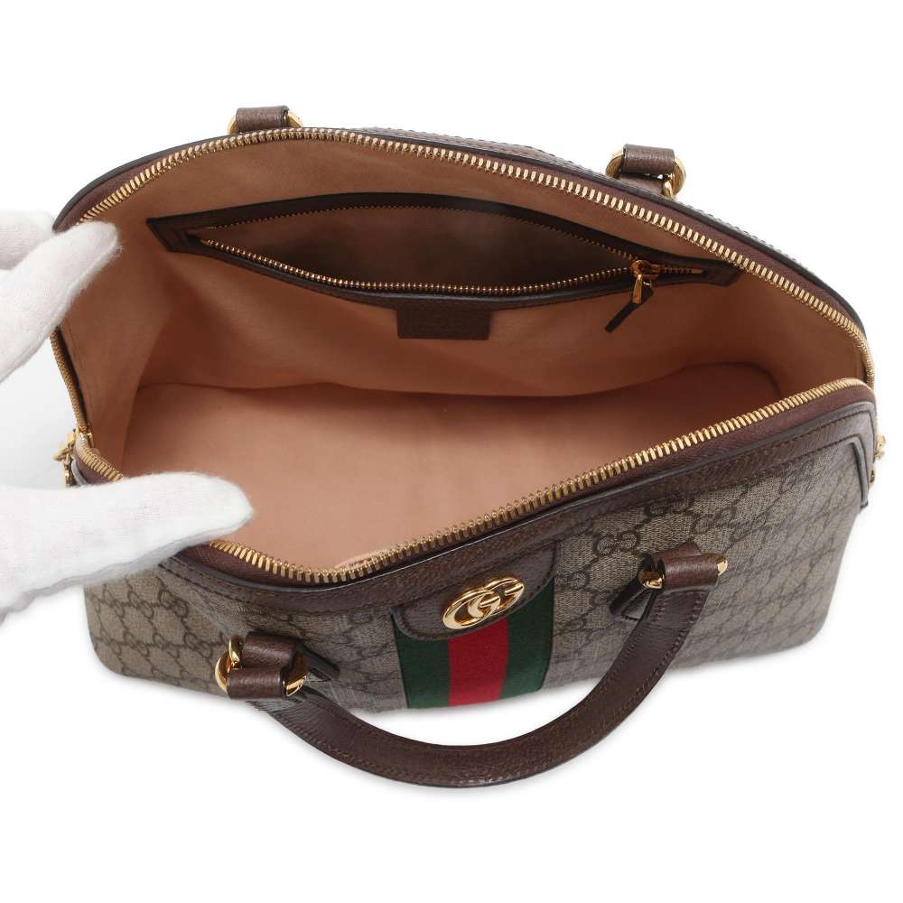 GUCCI Ophidia GG Supreme Handbag Brown/Red/Green 524533 GG SupremeCanvas Leather