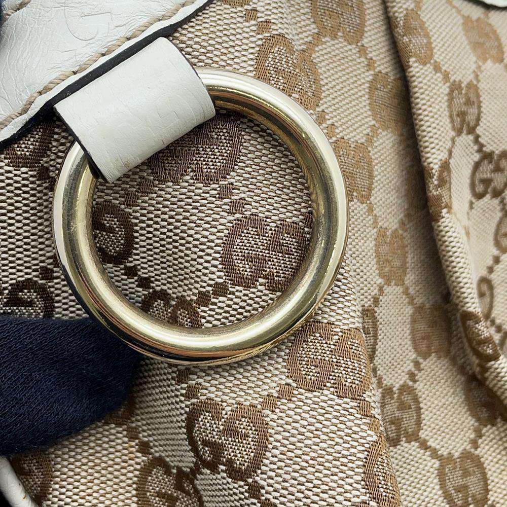 GUCCI Sukey Handbag Brown/White 211944 GG Canvas Leather