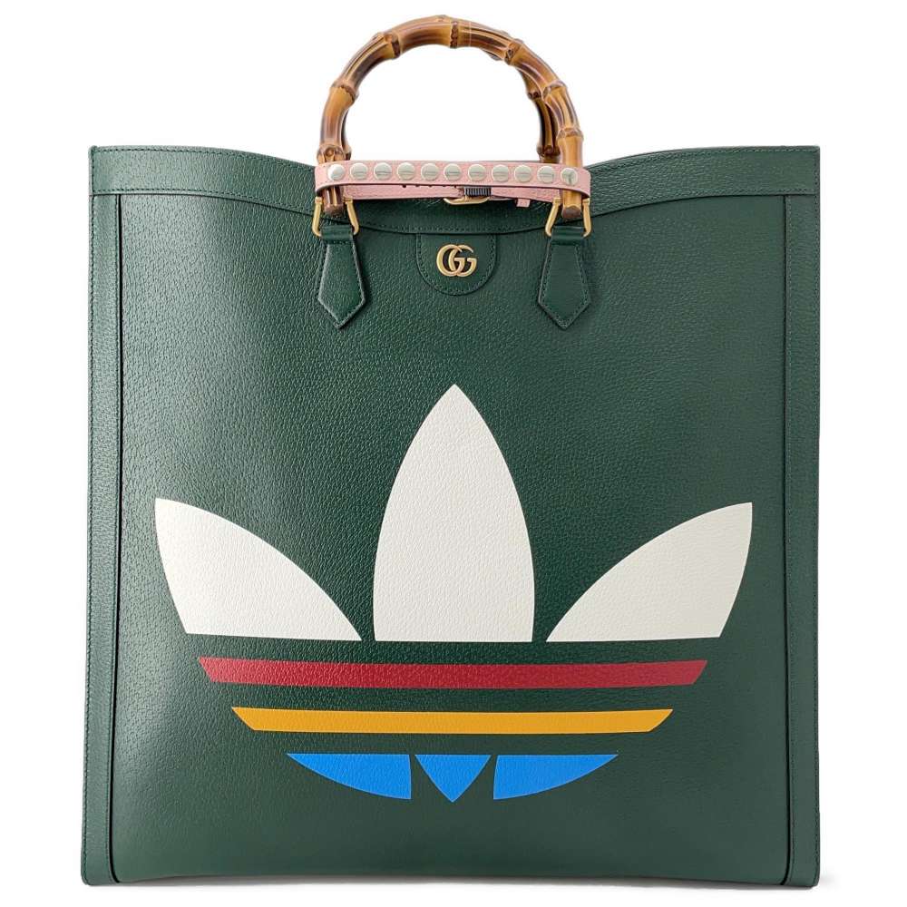 GUCCI Adidas Collaboration Diana Maxi Tote Green 719289 Leather