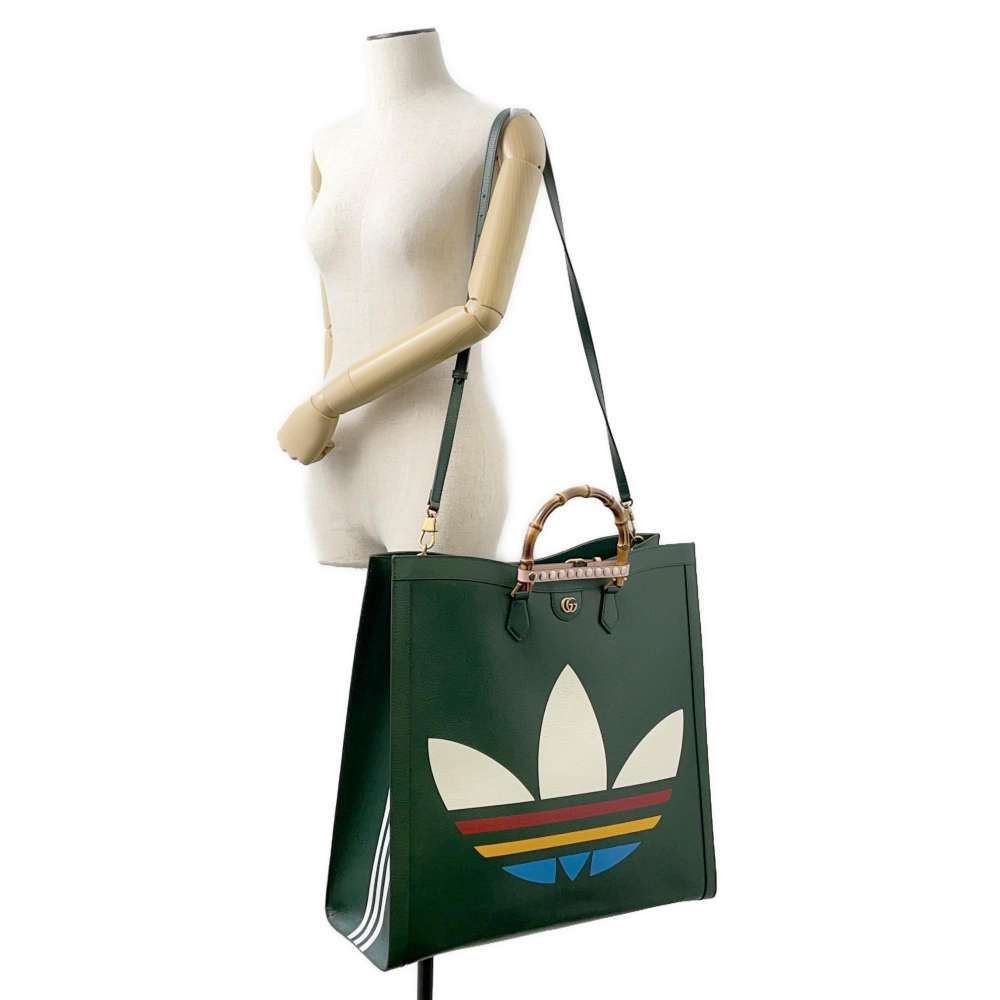 GUCCI Adidas Collaboration Diana Maxi Tote Green 719289 Leather