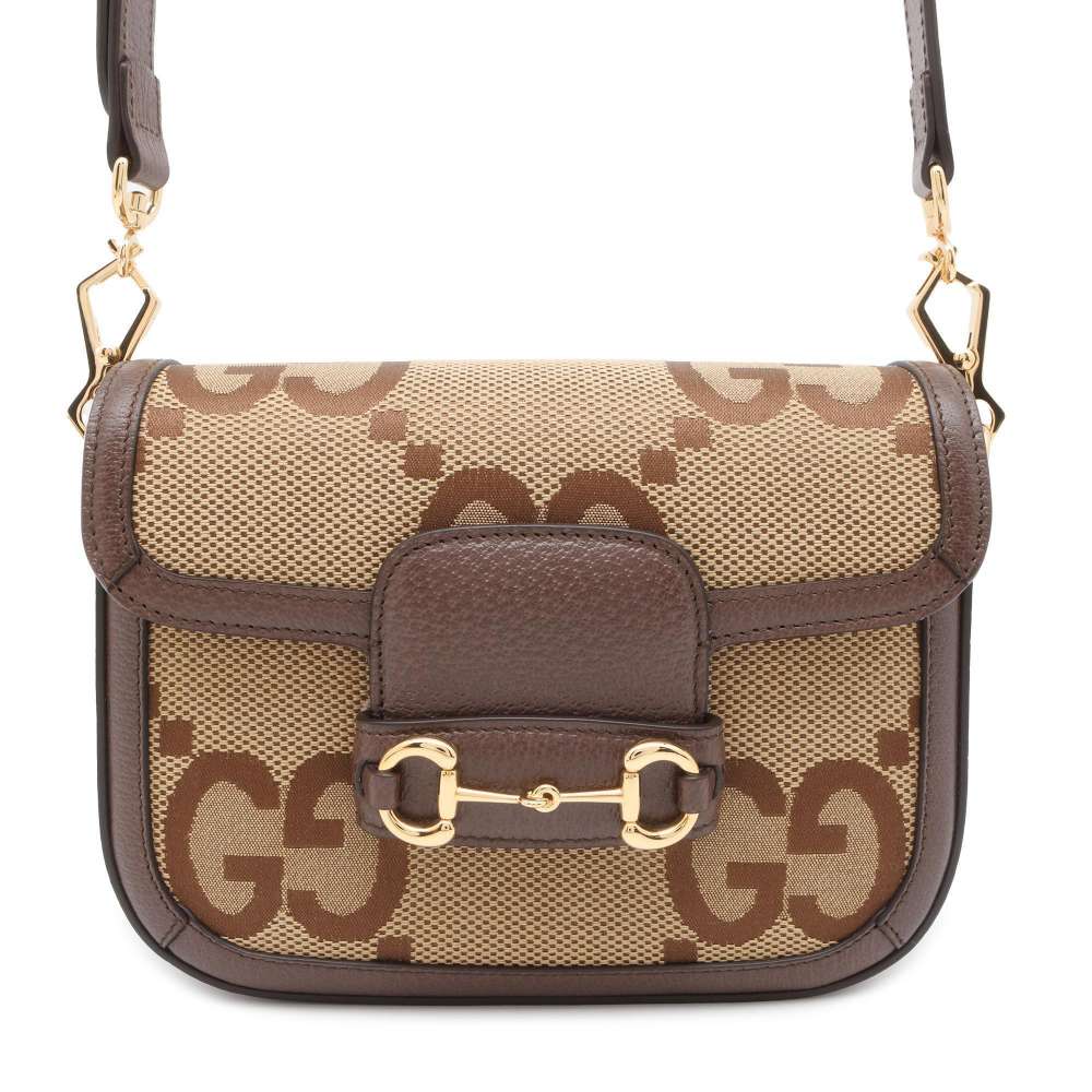 GUCCI Jumbo GG Horsebit 1955 Shoulder Bag Brown/Beige 658574 Canvas Leather