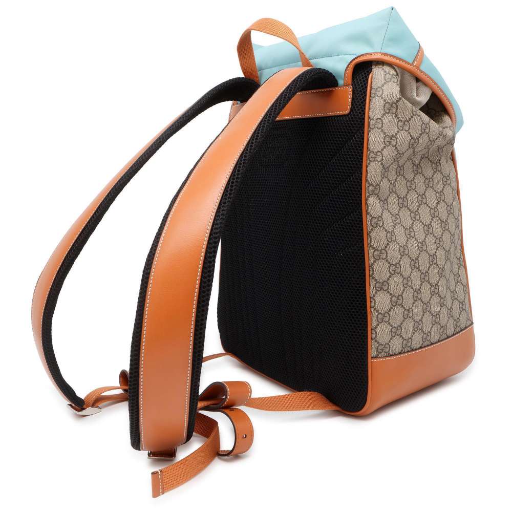 GUCCI GG Supreme Interlocking G Medium Backpack Blue/Brown/Beige 696013 Leather GG SupremeCanvas