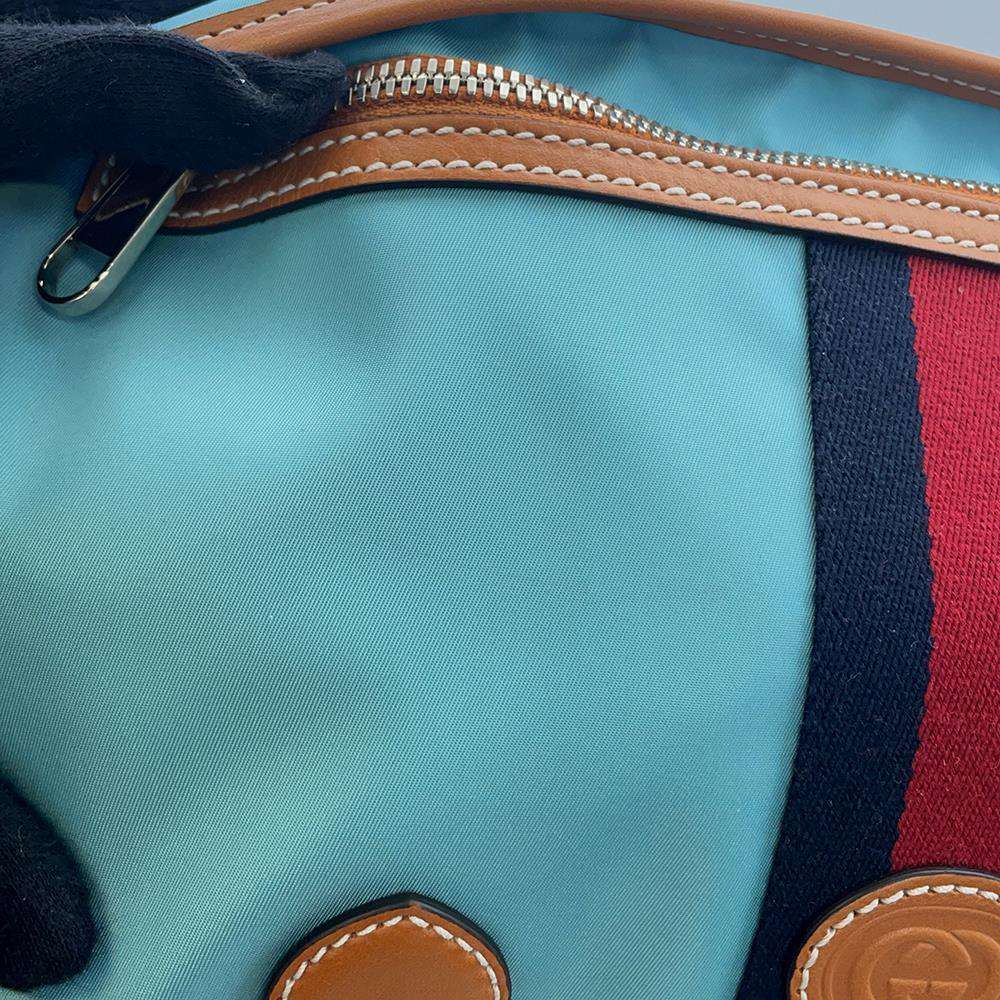 GUCCI GG Supreme Interlocking G Medium Backpack Blue/Brown/Beige 696013 Leather GG SupremeCanvas