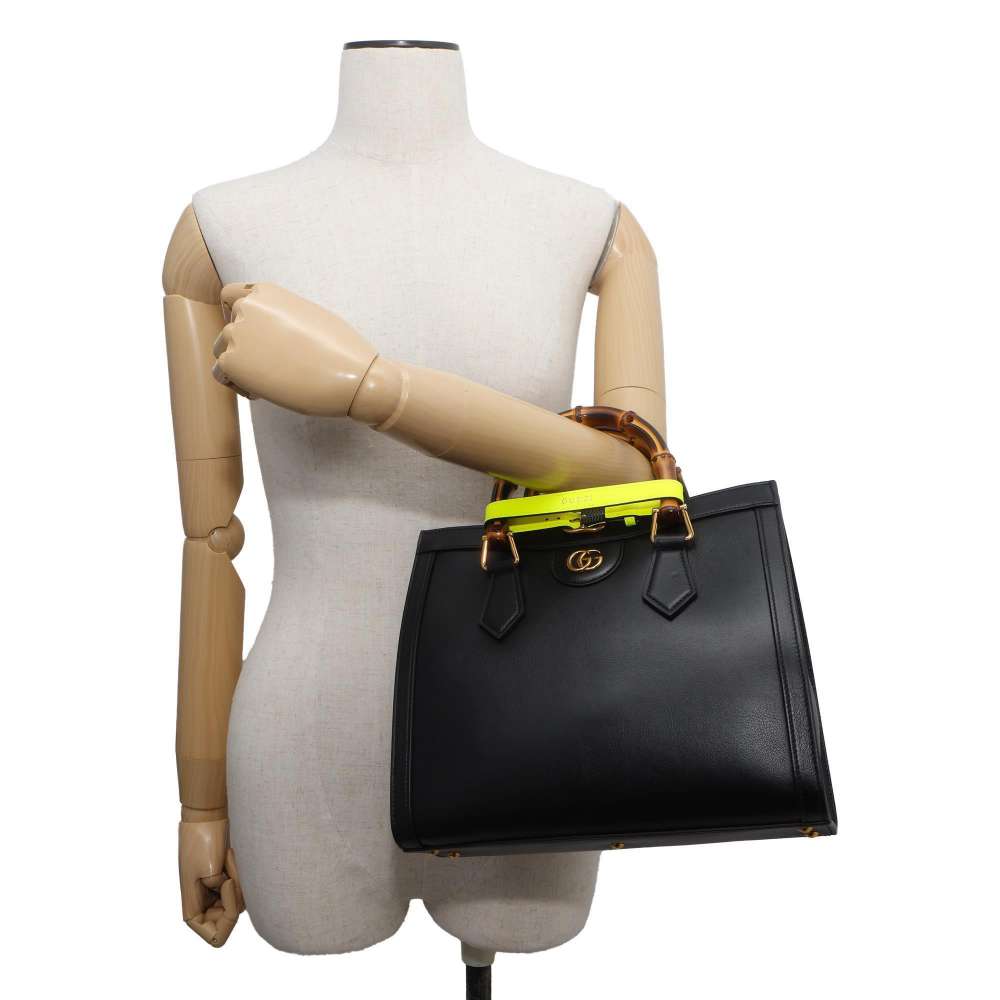 GUCCI Diana Bamboo Handle 2wayHandbag Black 660195 Leather Size Small