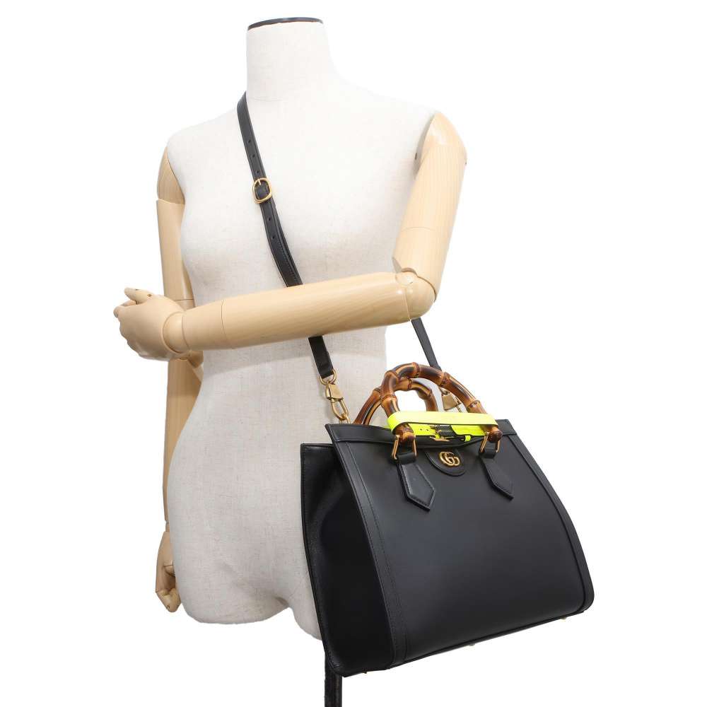 GUCCI Diana Bamboo Handle 2wayHandbag Black 660195 Leather Size Small