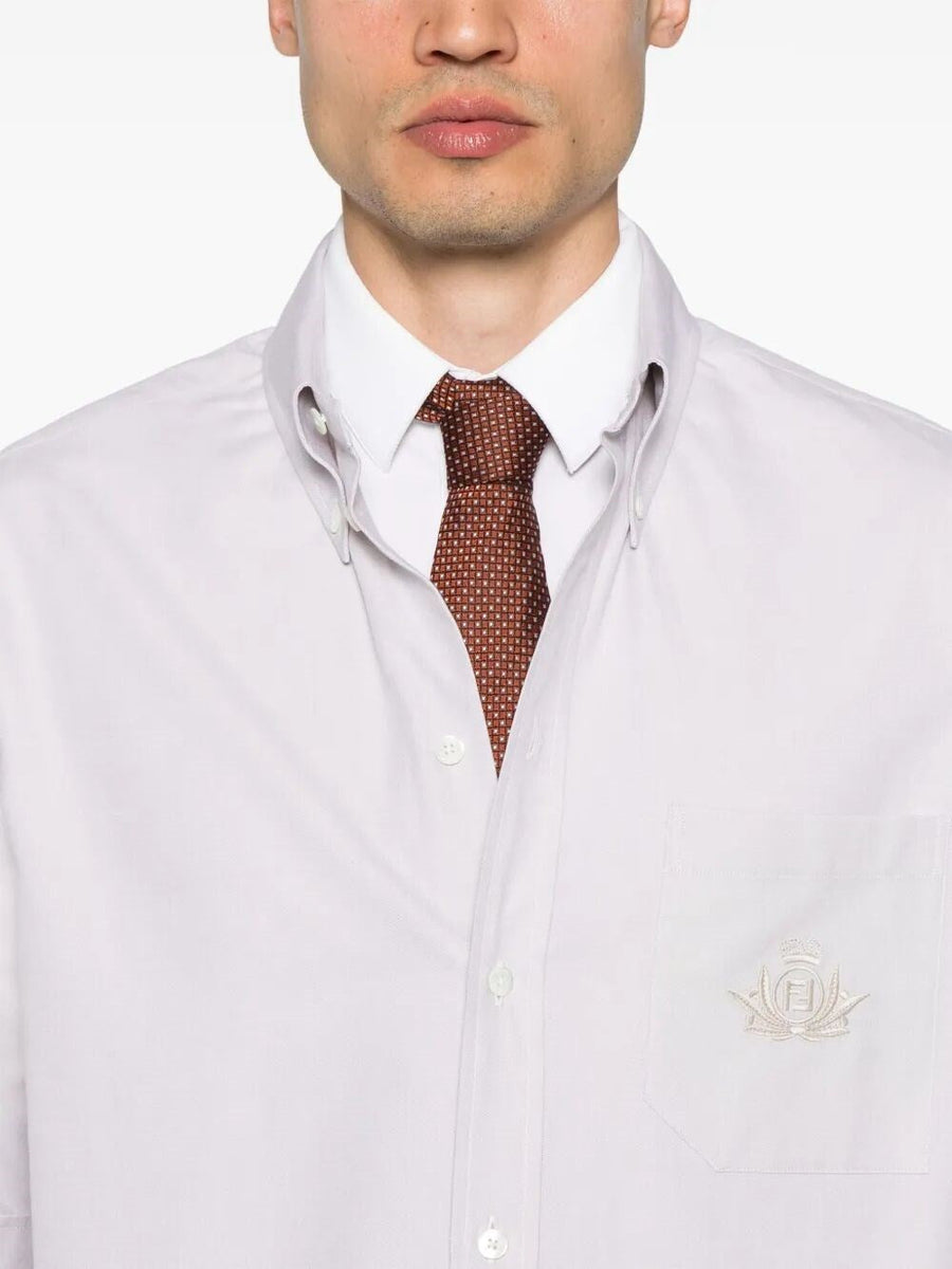 Fendi Men `Fendi Crest` Embroidered Shirt