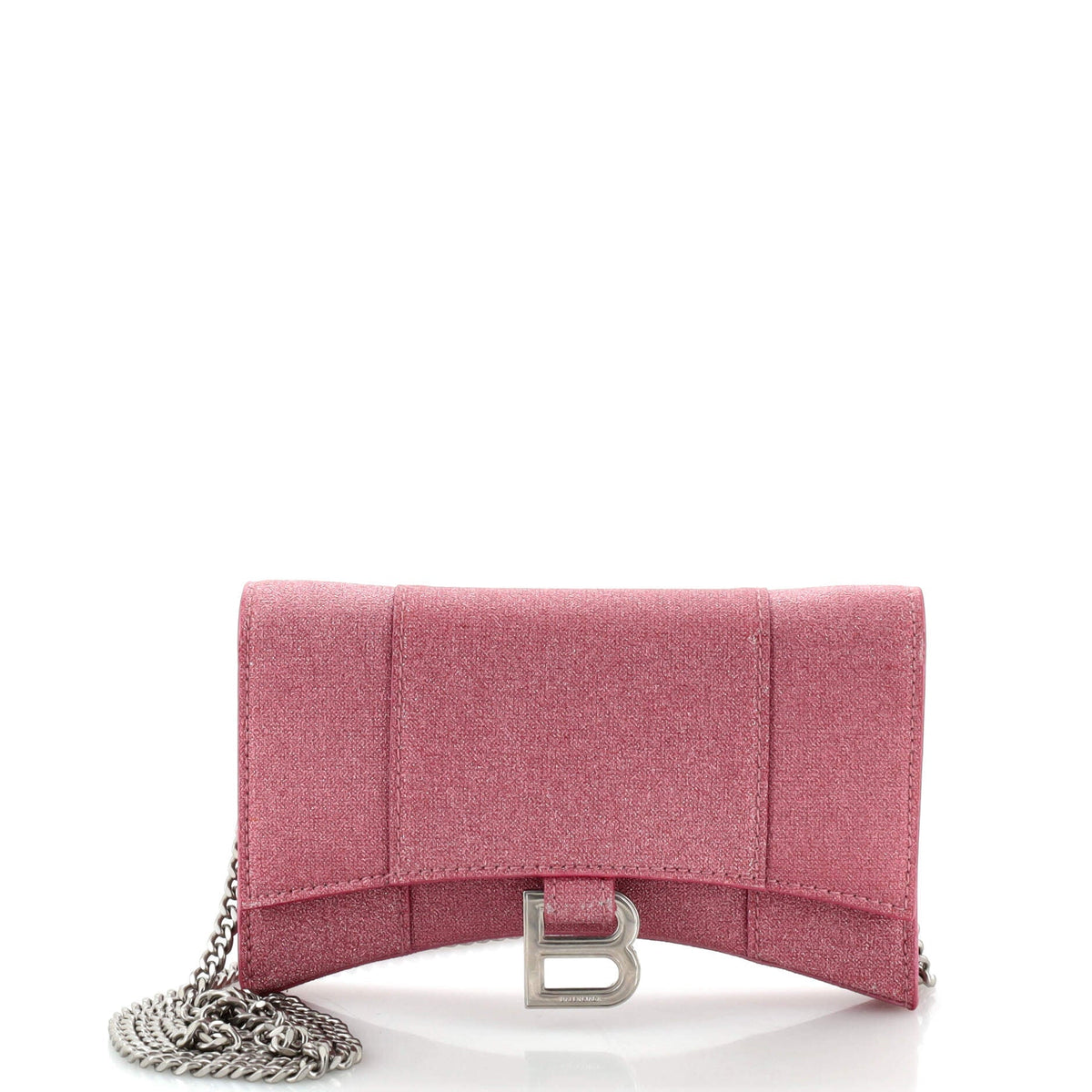 Balenciaga Hourglass Chain Wallet Glitter Leather