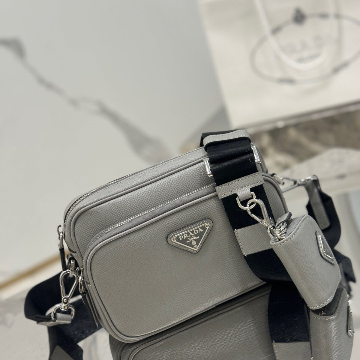 PD SAFFIANO LEATHER SHOULDER BAG