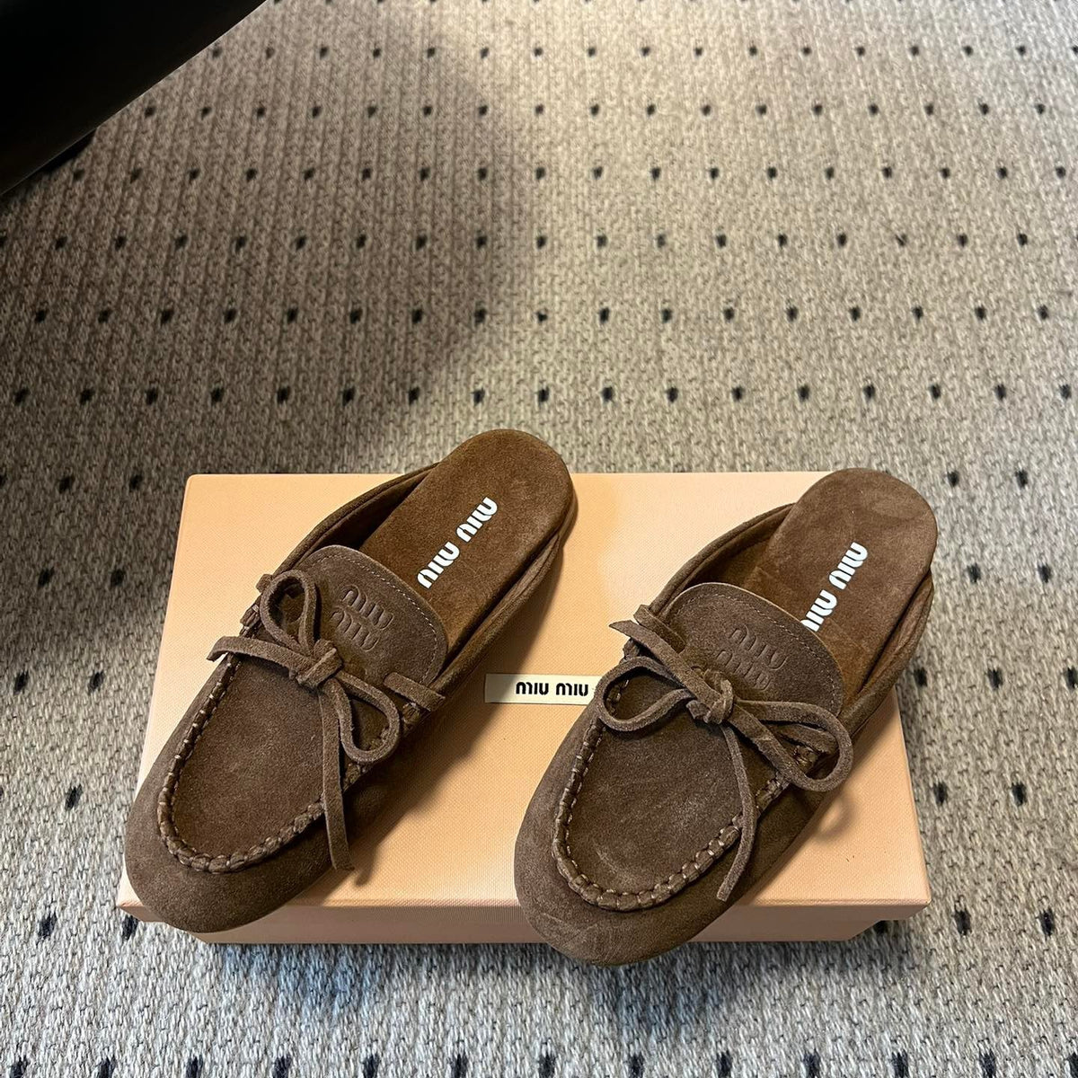 MIU M SUEDE MULES