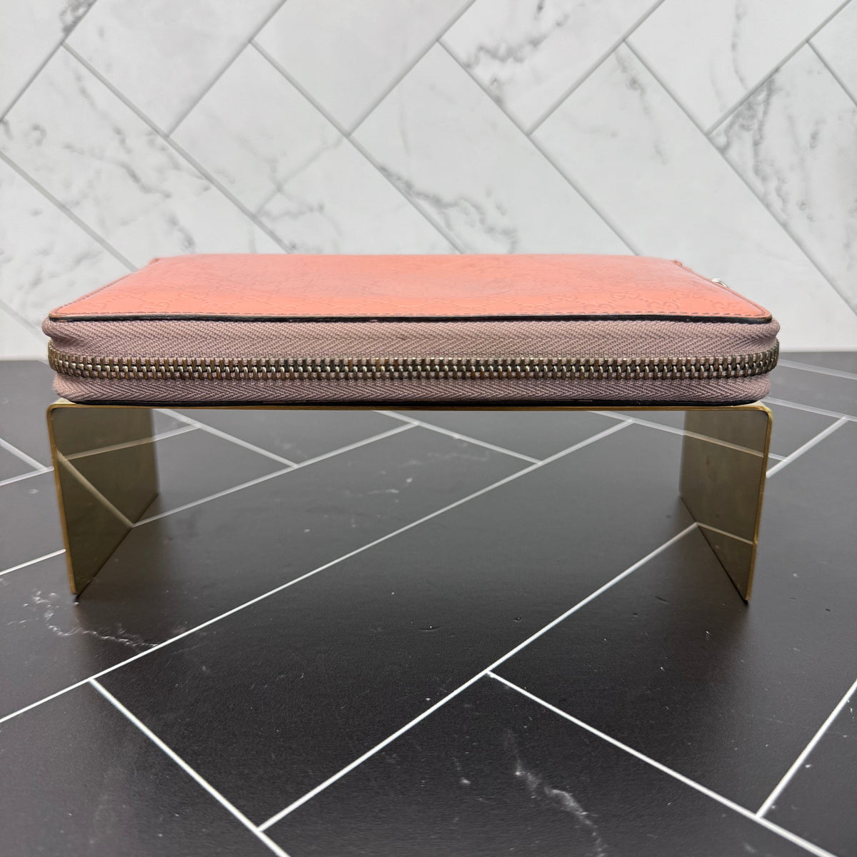 Gucci Peach Microguccissima Zippy Wallet