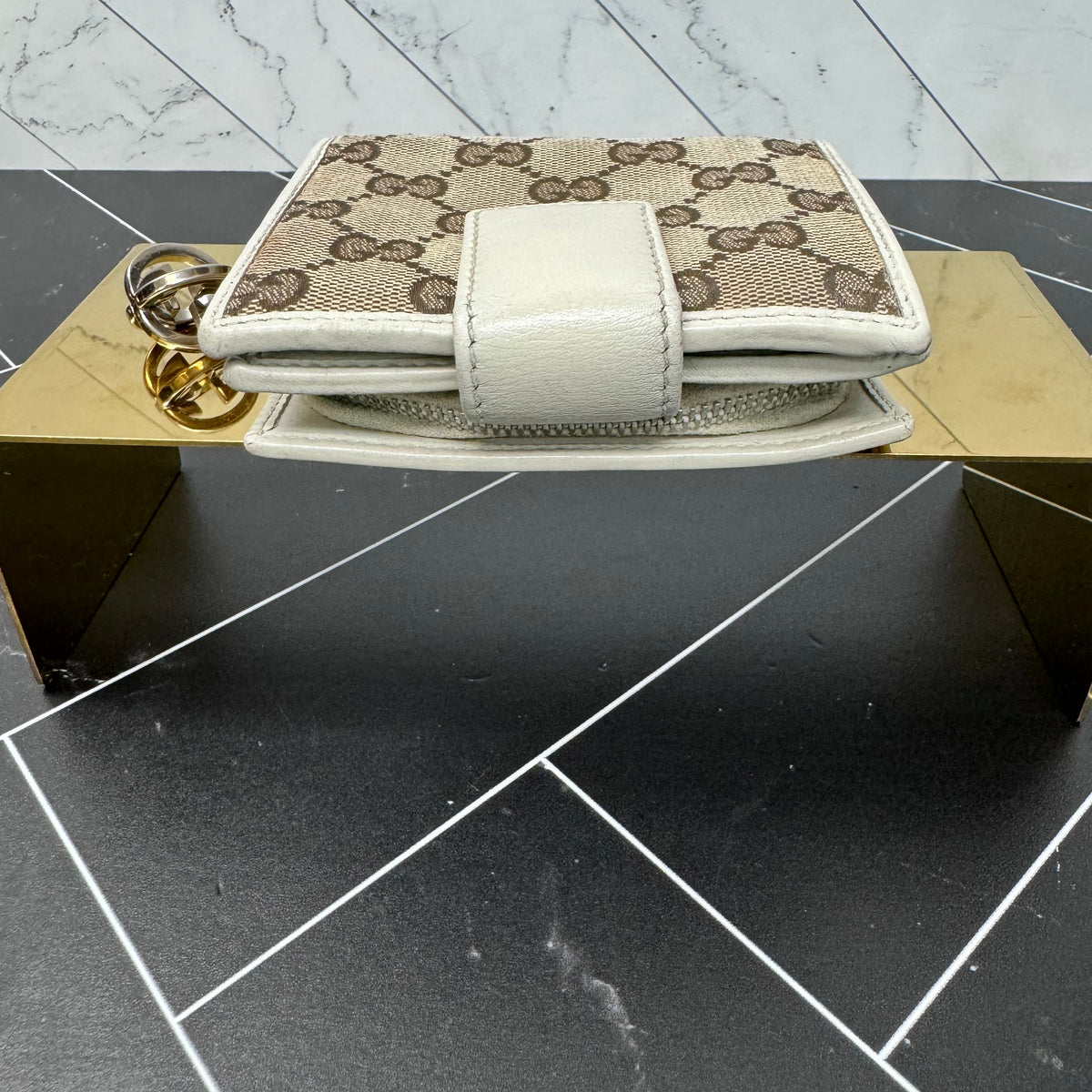 Gucci Tan GG Canvas Compact Wallet