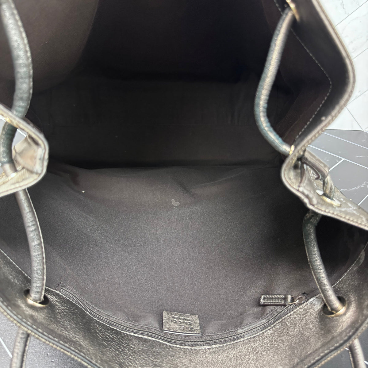 Gucci Bronze Coated Canvas Tote Bag
