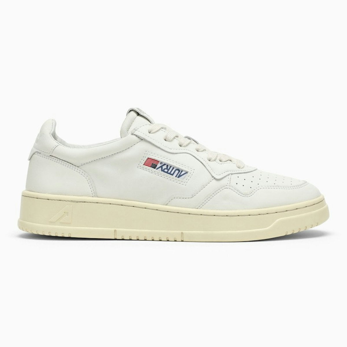 WHITE CREAM LEATHER MEDALIST SNEAKERS