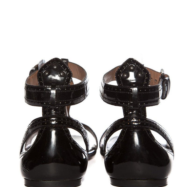 Alaïa Black Patent Leather T-Strap Sandal SZ 38