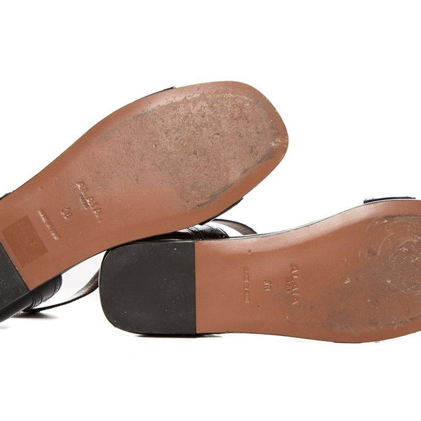 Alaïa Black Patent Leather T-Strap Sandal SZ 38