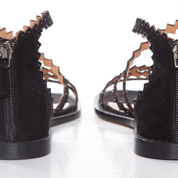 Alexa Wagner Black Gladiator Sandals SZ 36.5