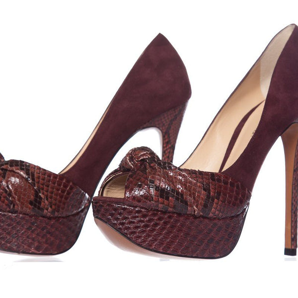Alexandre Birman Burgundy Suede Peep Toe Pumps SZ 37.5