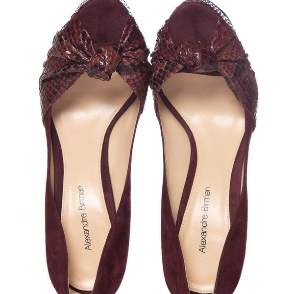Alexandre Birman Burgundy Suede Peep Toe Pumps SZ 37.5