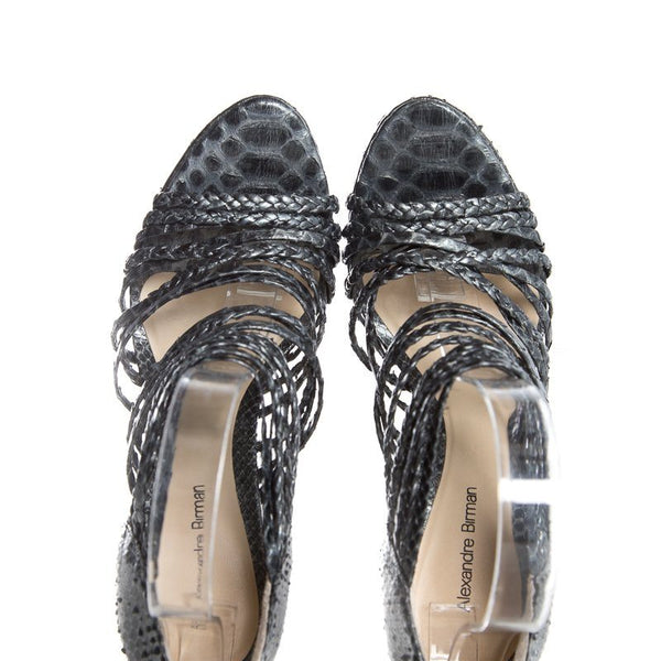 Alexandre Birman Gray Python Sandals SZ 39
