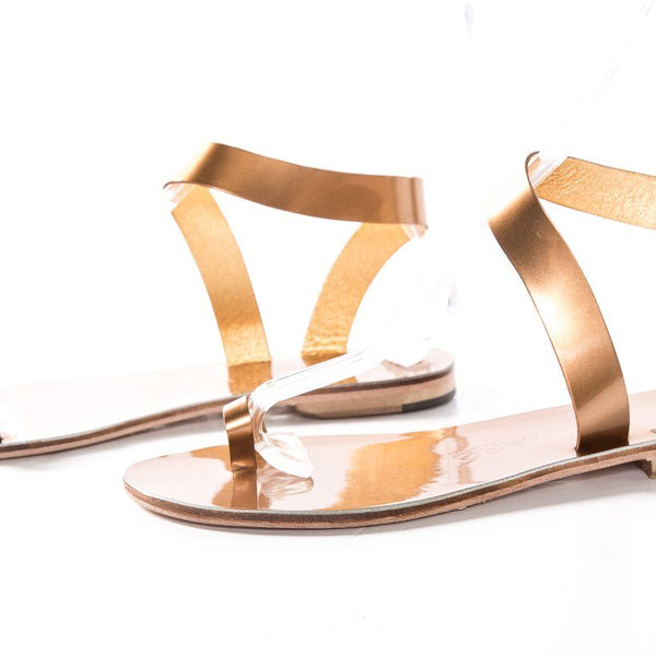 Alvaro Gonzalez Bronze Metallic Leather Angela Sandal SZ 37 NWT SALE