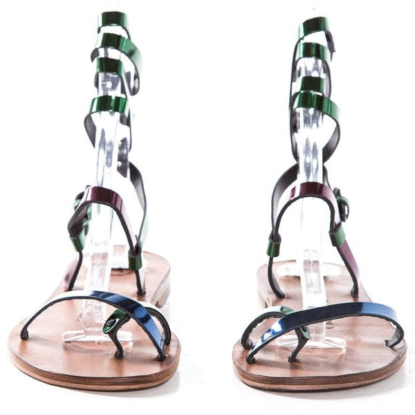 Alvaro Gonzalez Multicolored Metallic Leather Sandals SZ 39 NWT SALE