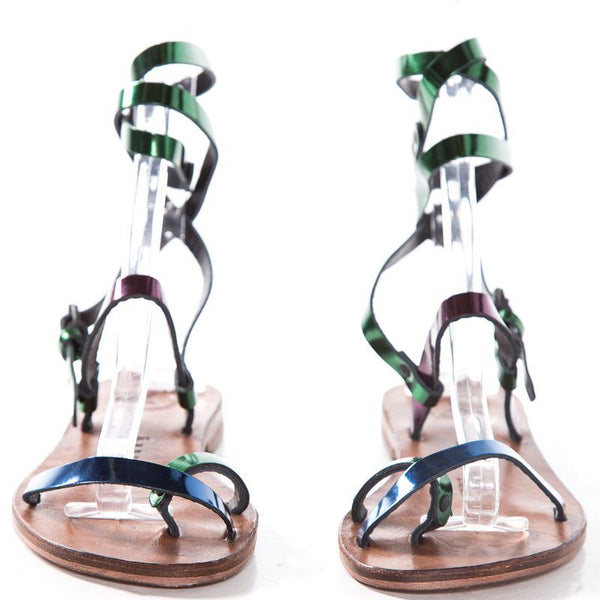 Alvaro Gonzalez Multicolored Metallix Anna Flat Sandals SZ 36 NWT SALE