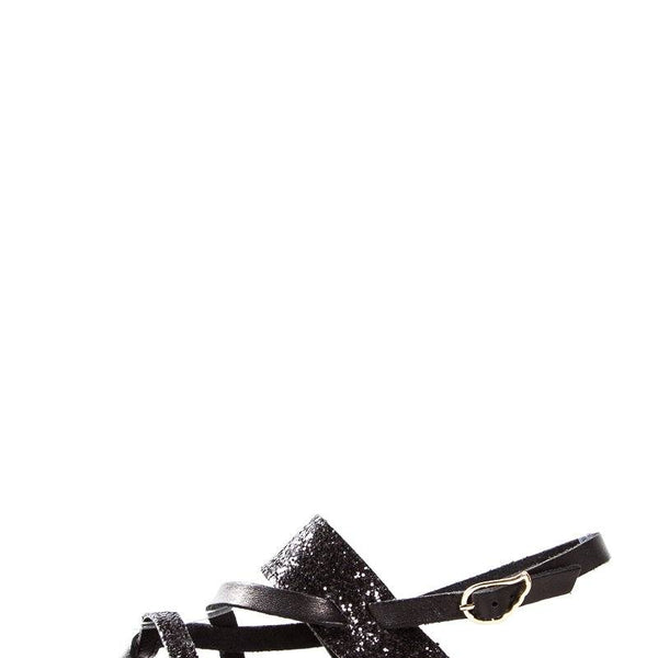 Ancient Greek Sandals Sparkle Embellished Black Sandals SZ 36 Sale